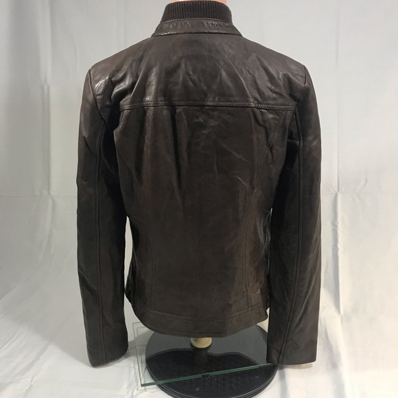 Woman’s Andrew Marc Brown leather jacket M - Picture 2 of 7
